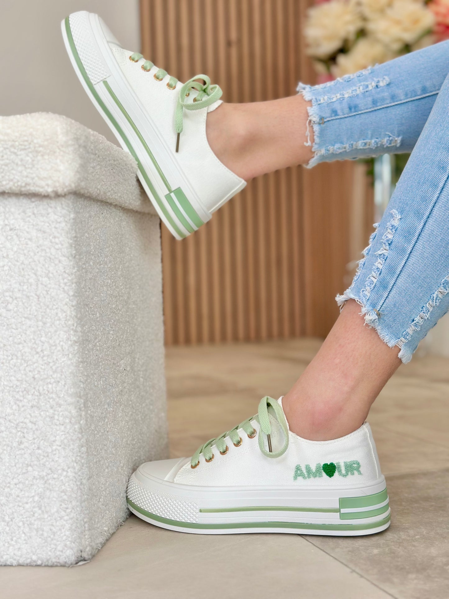 SNEAKERS «amour» menthe